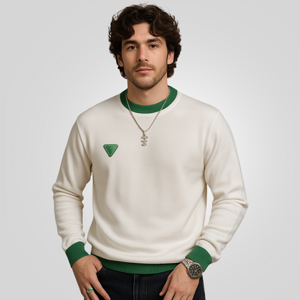 Suéter masculino prémium blanco de punto